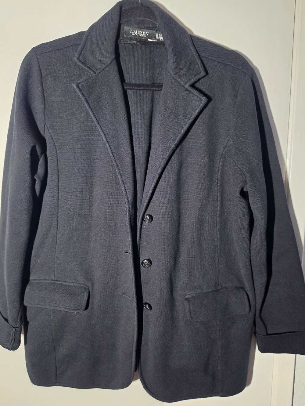Lauren Ralph Lauren Navy Women's Tailored Wool-Blend Blazer Jacket